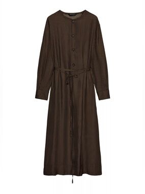 Zara | Dresses | Zara Brown Ruched Long Sleeve Dress | Poshmark